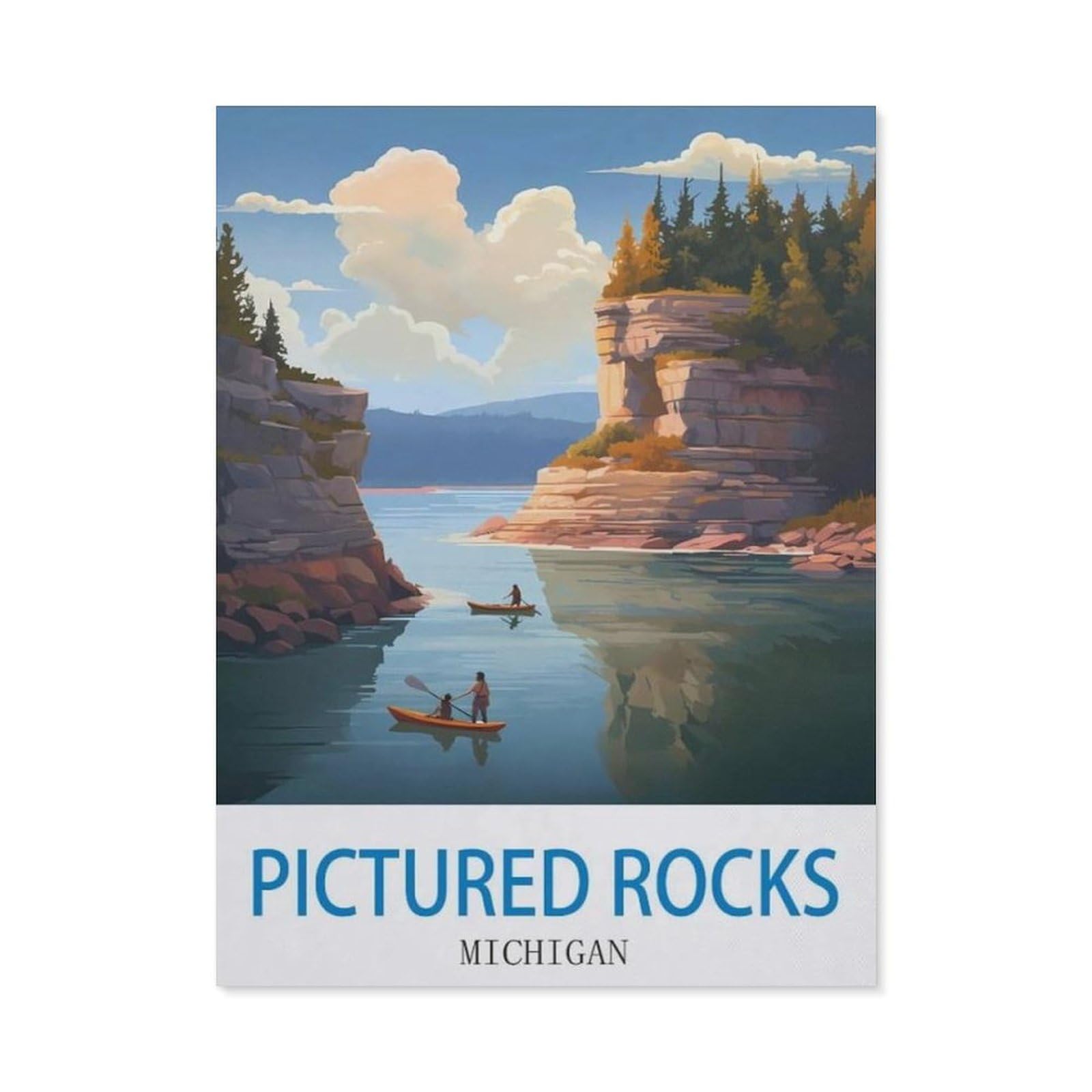 BEAYODKP Pictured Rocks Michigan，Diamond Art Kits for Adults and Kids, Full Drill Round Rhinestone Paint with Diamonds（50 x 60 cm/19.68 x 23.62 inches）-CN95