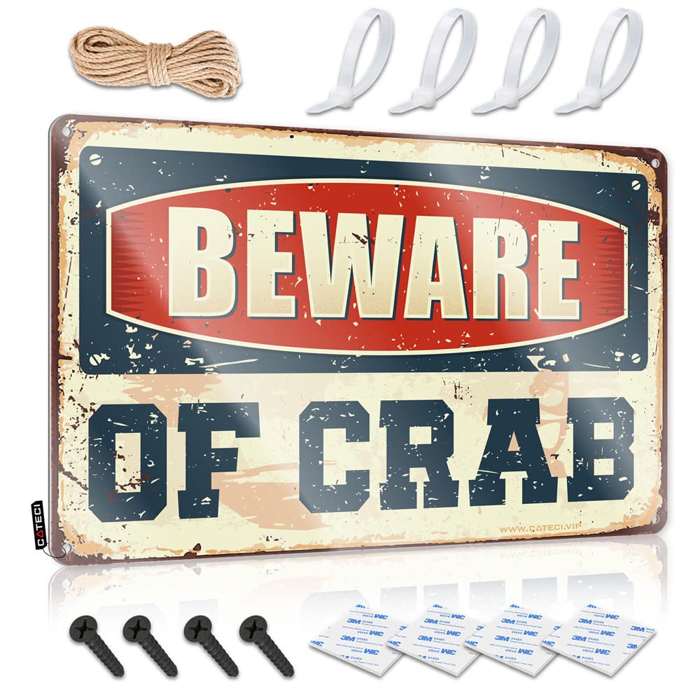Fzfn Colour Cats Farmhouse Signs Accessories | Beware Of Crab Country Camping Decoration(30X40cm)