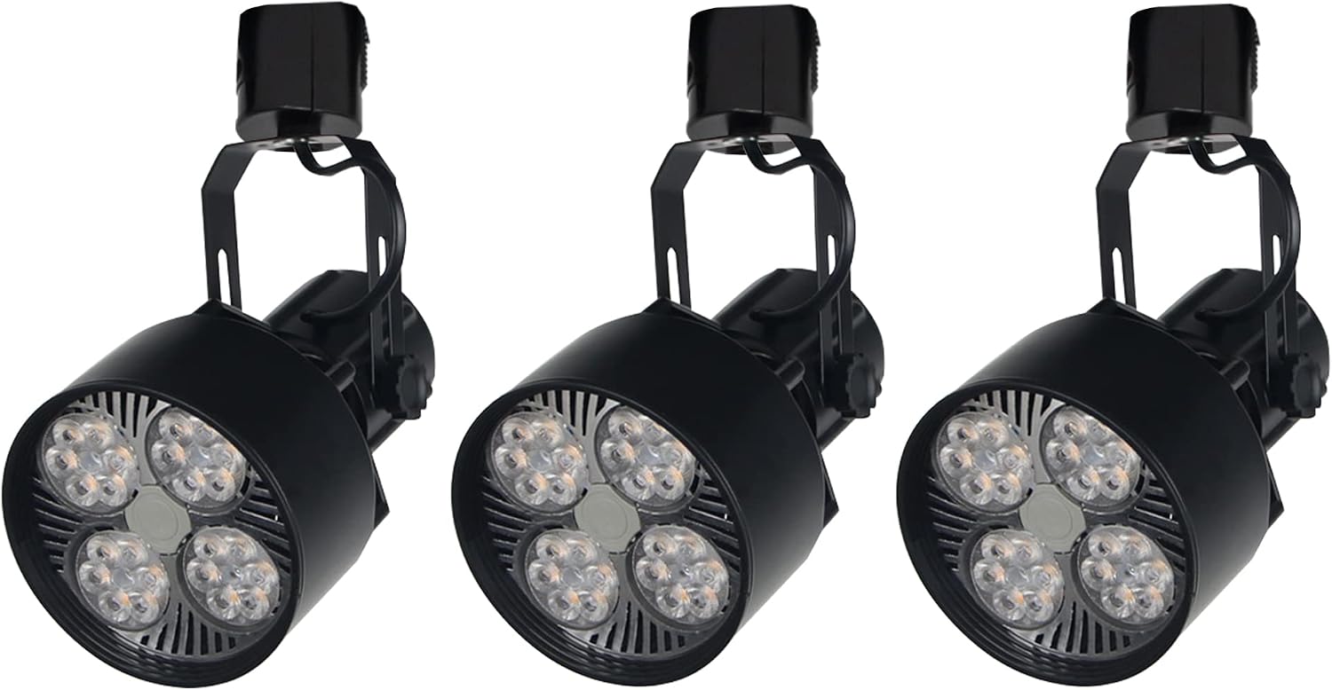 H Type Track Lighting Heads,Black Aluminum Finished LED Ceiling Spotlight, Track Mounted with 35W COB LED for Shopwindow Garage Workbench Shop Customizable, Natural Light,4000K,3 Lights