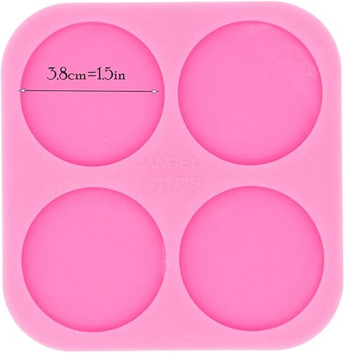 Vista 3 de Molde de silicona súper brillante de 1.5 pulgadas para agarre de teléfono de círculo redondo, molde de 4 cavidades para fundición de resina epoxi