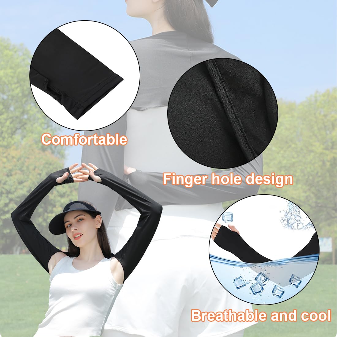 Manicotti Protezione Solare Donna - Copribraccia Con Fori Per Dita, UV Protection Per Corsa, Ciclismo E Escursionismo - Foto 3