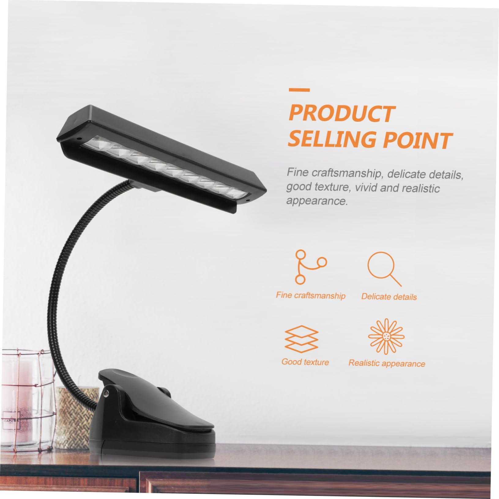 Hemoton Sturdy Music Score Clip Light Rechargeable Eye Protection Reading Lamp Night Studying Desk Lamp for Guitarists