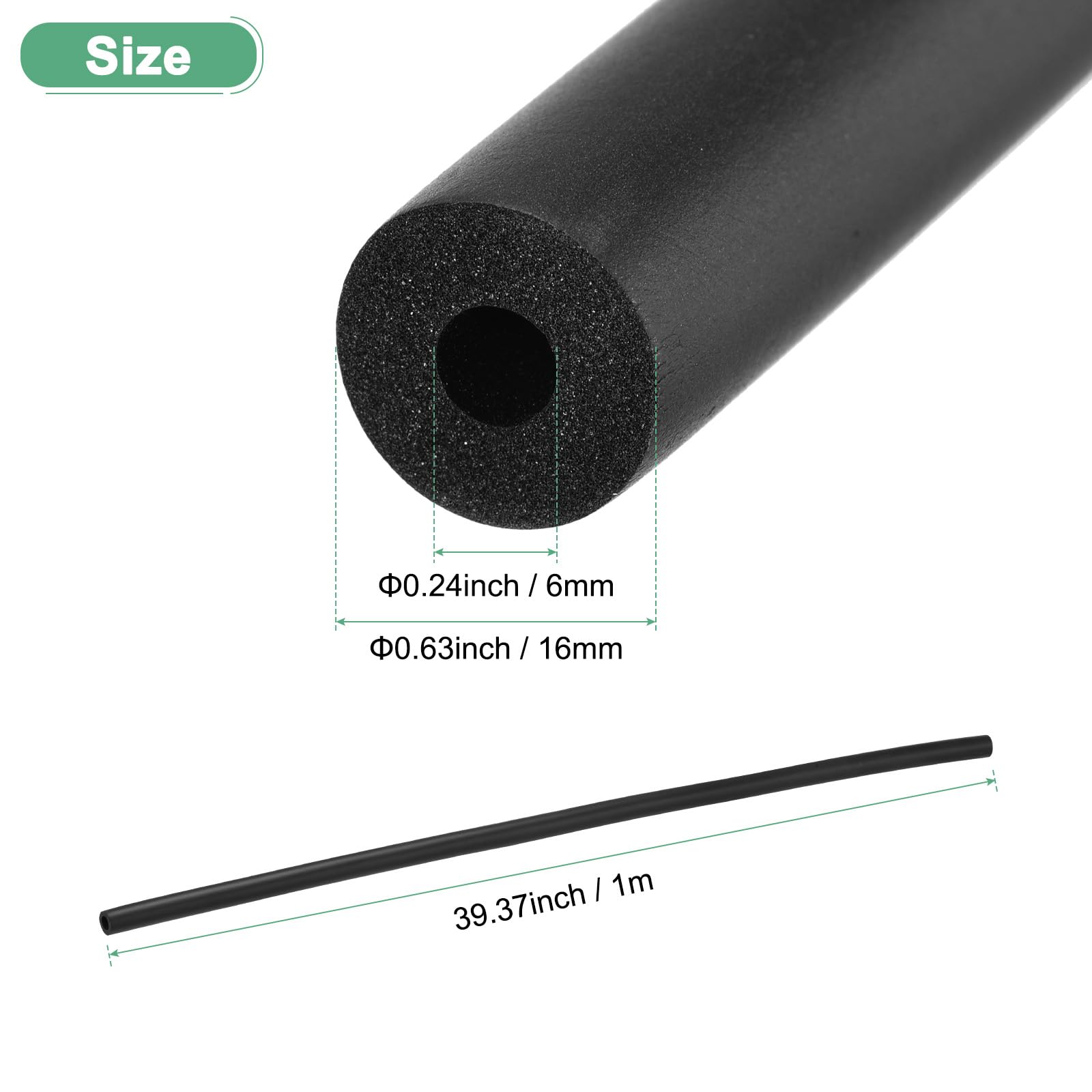 M METERXITY Pipe Insulation Foam Tube, 6mm ID 16mm OD 3.3Ft Length - Image 3