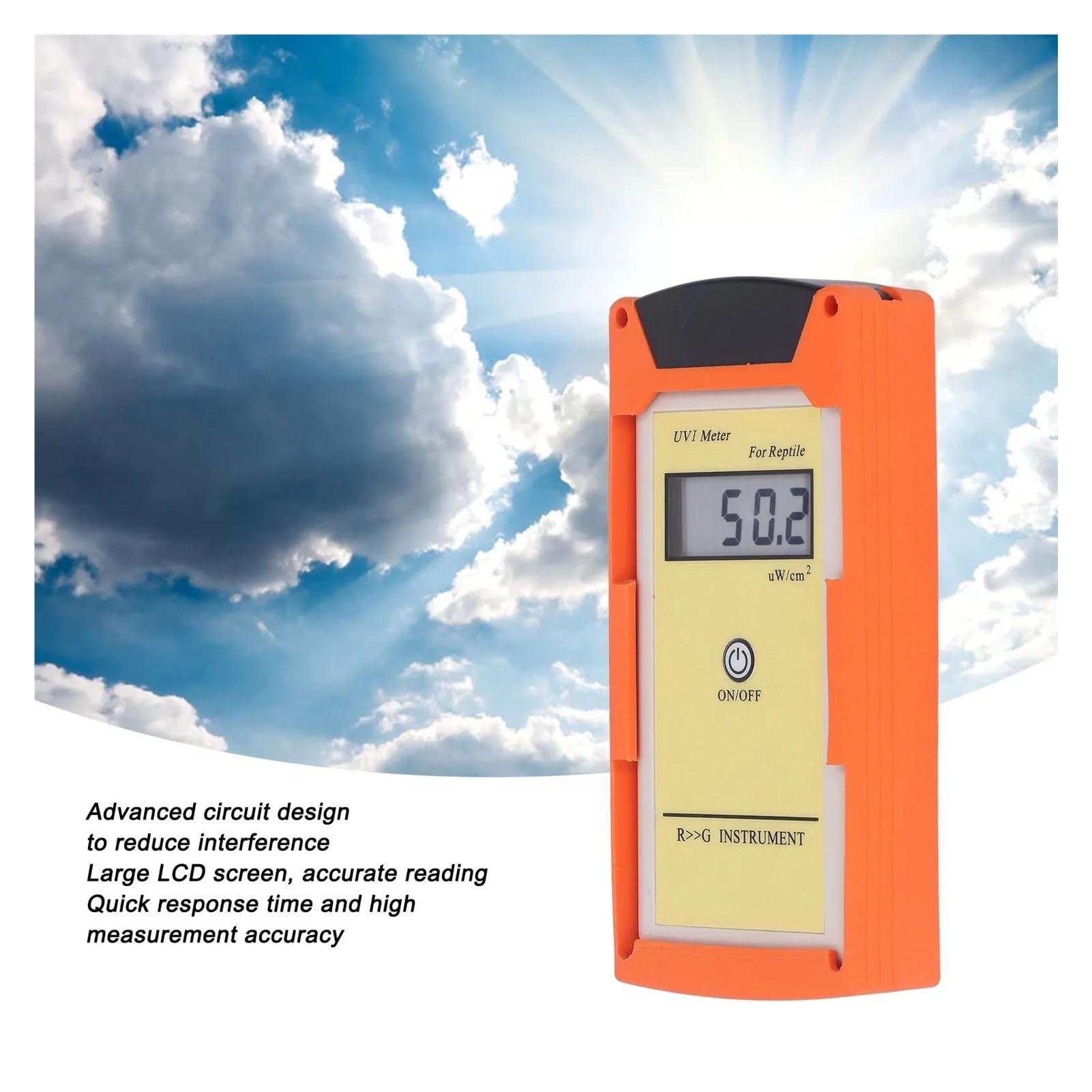 Medidor UVI Digital de Alta precisión con Pantalla LCD y Detector Ultravioleta Solar. Lectura fácil de Datos