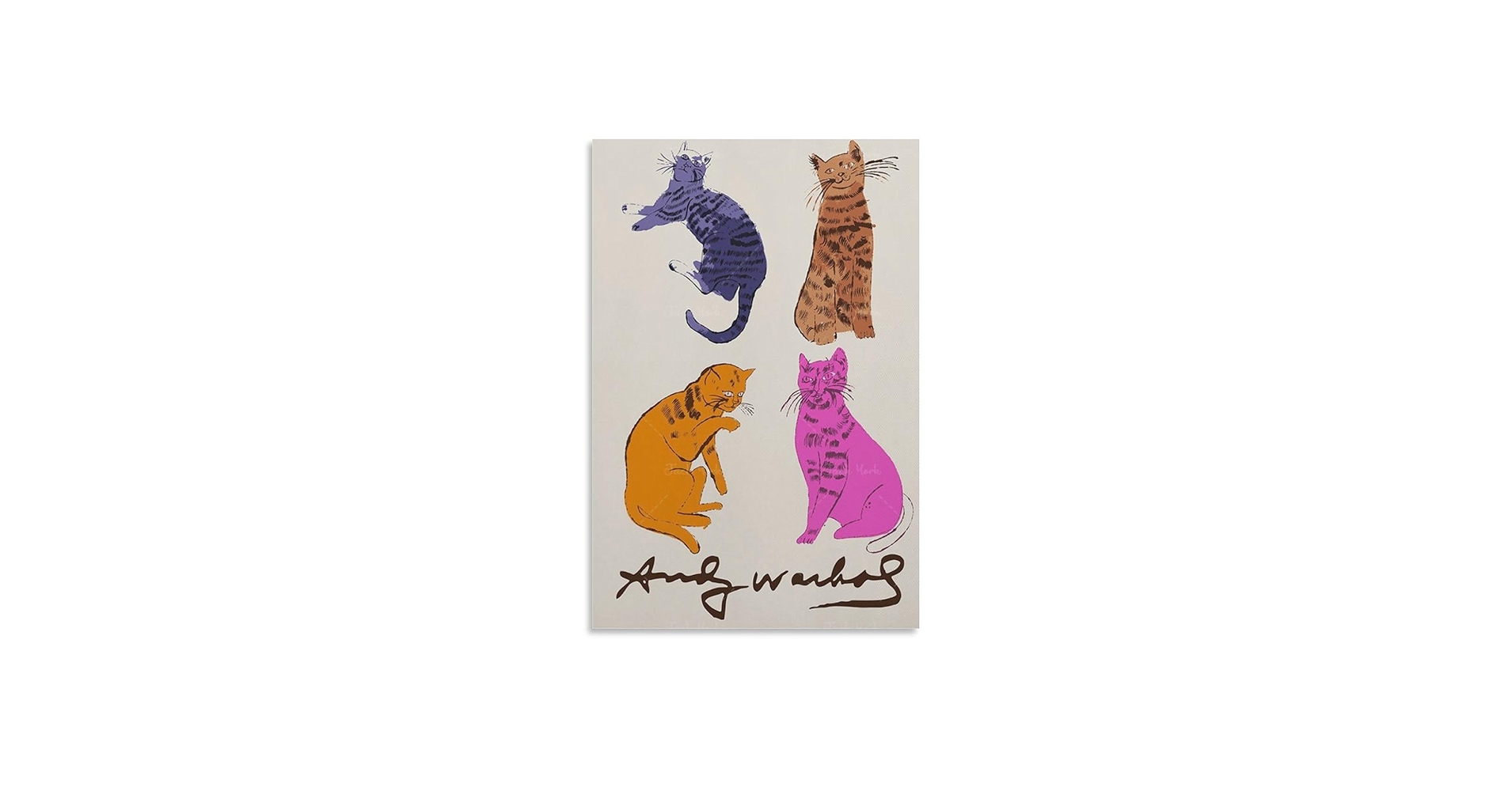アンディ・ウォーホル、猫6B、超希少画集画、美品、新品額装付 アンディ・ウォーホル、猫6B、超希少画集画、美品、新品額装付の