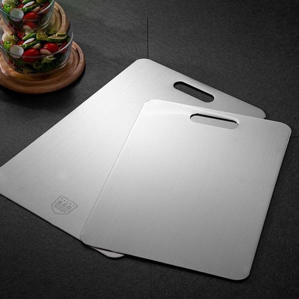 Tabla De Cortar Tablas De Cortar Tabla Acero Inoxidable Cocina Engrosada Doble Cara Bloque Amasar Antibacteriana(46x30cm)