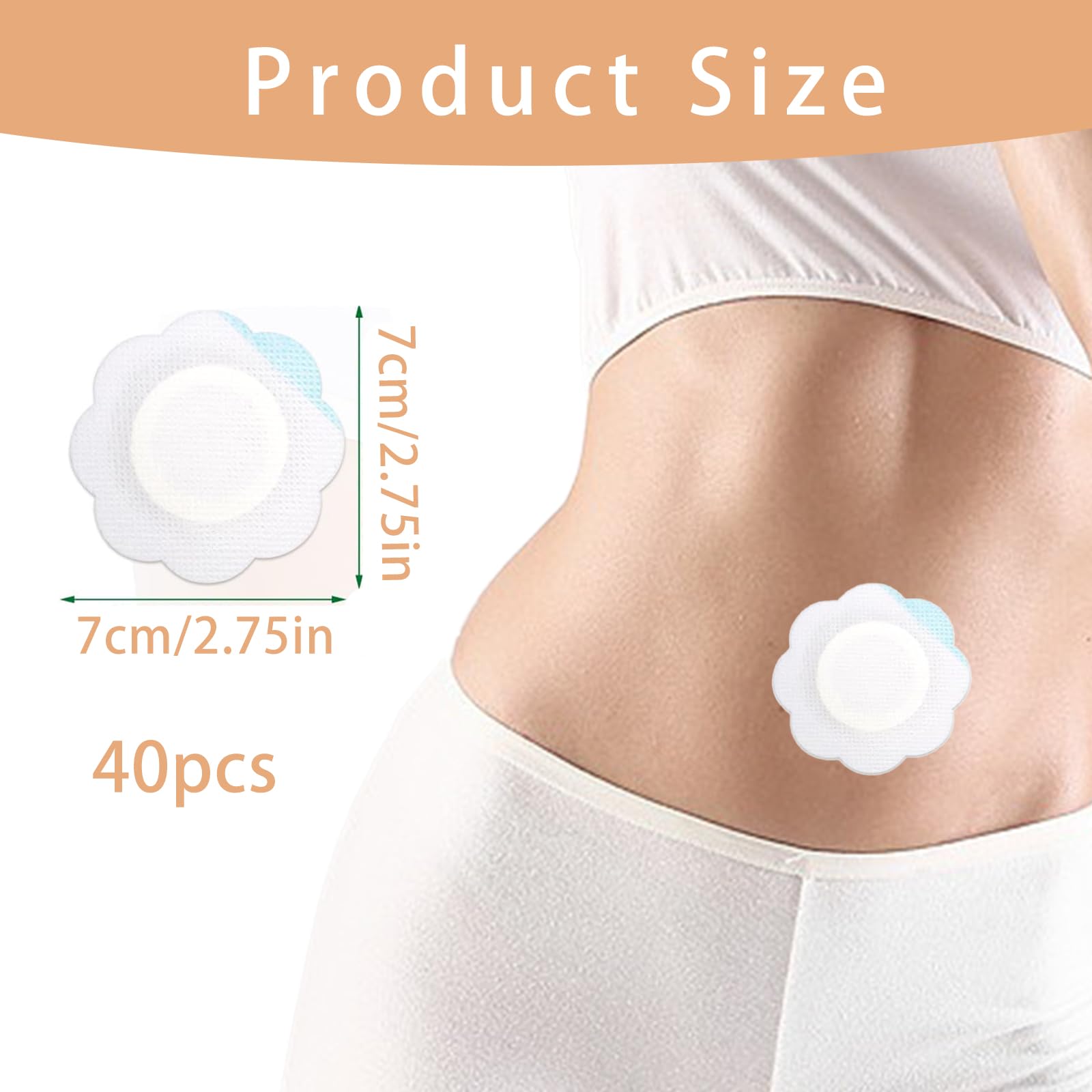 40pcs Castor Oil Patches, Castor Oil Pack Wrap for Belly Button, Disposable Castor Oil Patch, Highly Absorbent Organic Covering Patch Spunlace Cloth Self-Adhesive, Castor Oil Belly Button Pack Patch