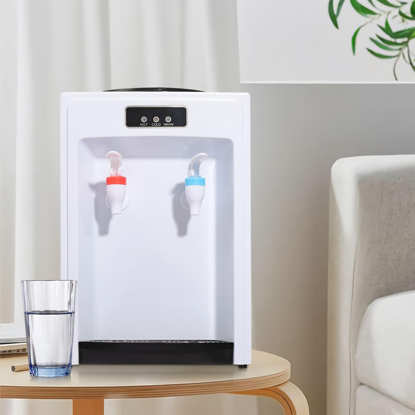 Distributeur d'eau Électrique, Fontaine à Eau, Eau Chaude (90°C) et Froide (15°C), 550W Chauffage/75W Refroidissement, en PP & INOX 304, pour Maison/Bureau (Blanc)