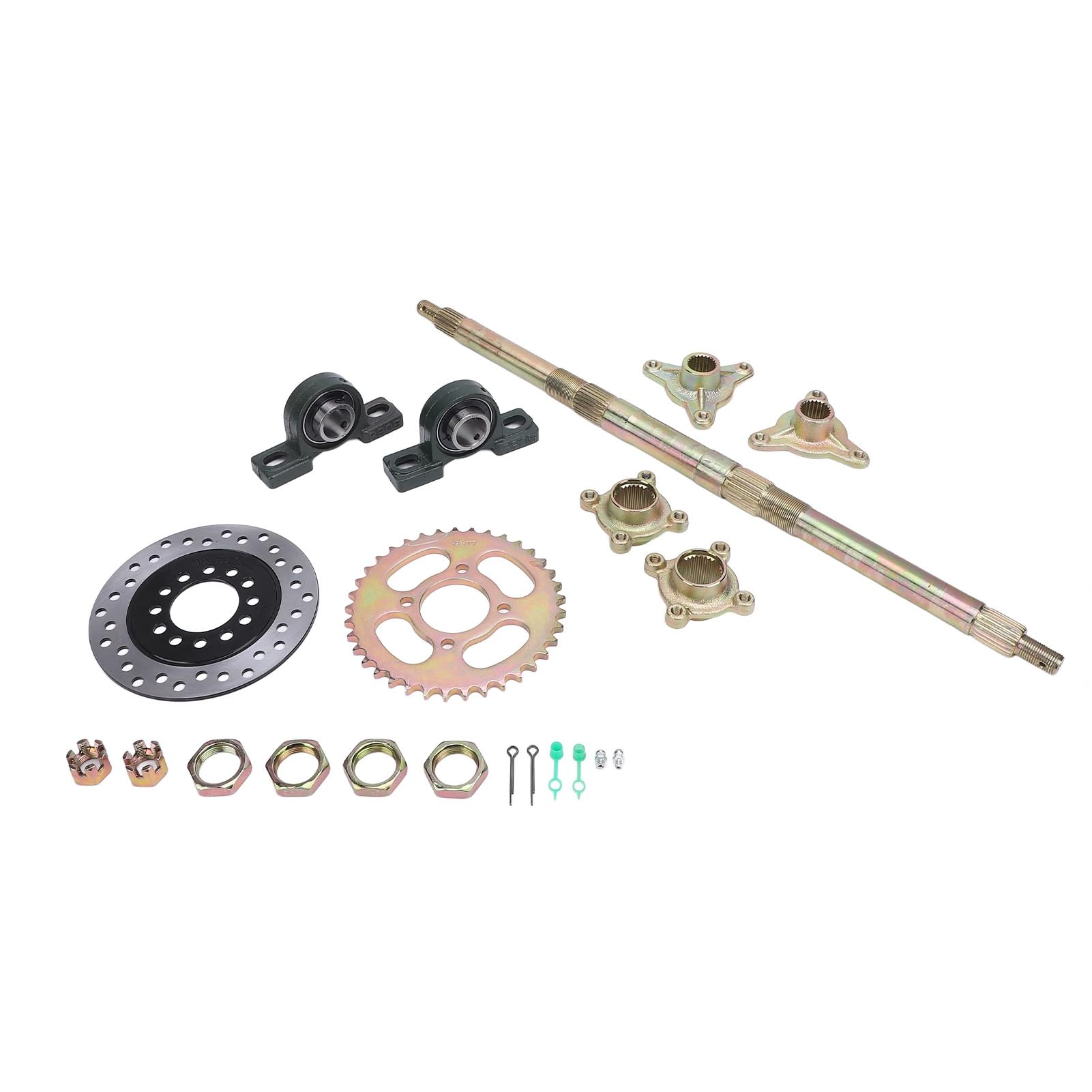 Kit de eje trasero para kart y quads de 24 pulgadas, incluye de freno y piñón, ideal para reconstrucción DIY de ATV, triciclos de derrape y vehículos de carreras