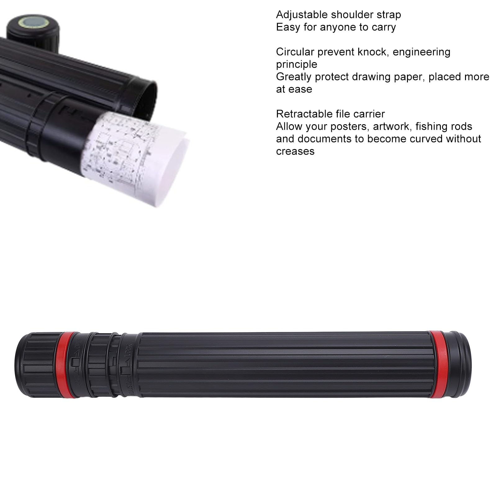 Poster Tube Expandable Poster Storage Mailing Tube Document Art Storage Hard Tube with Strap Portable Paper Holder for Draft Sketch Blueprint