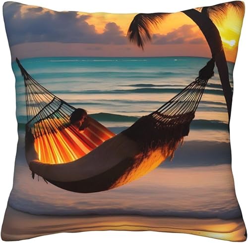 Miniatura 9 de Hamaca de playa con diseño de puesta de sol, fundas de cojín decorativas para sofá, cama, sofá, sala de estar, dormitorio, automóvil