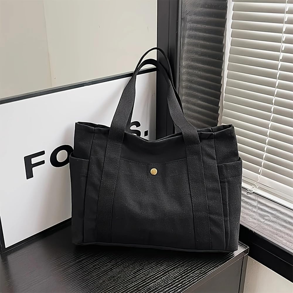 Amazon | 1個 大容量 キャンバス トートバッグ、マルチポケット