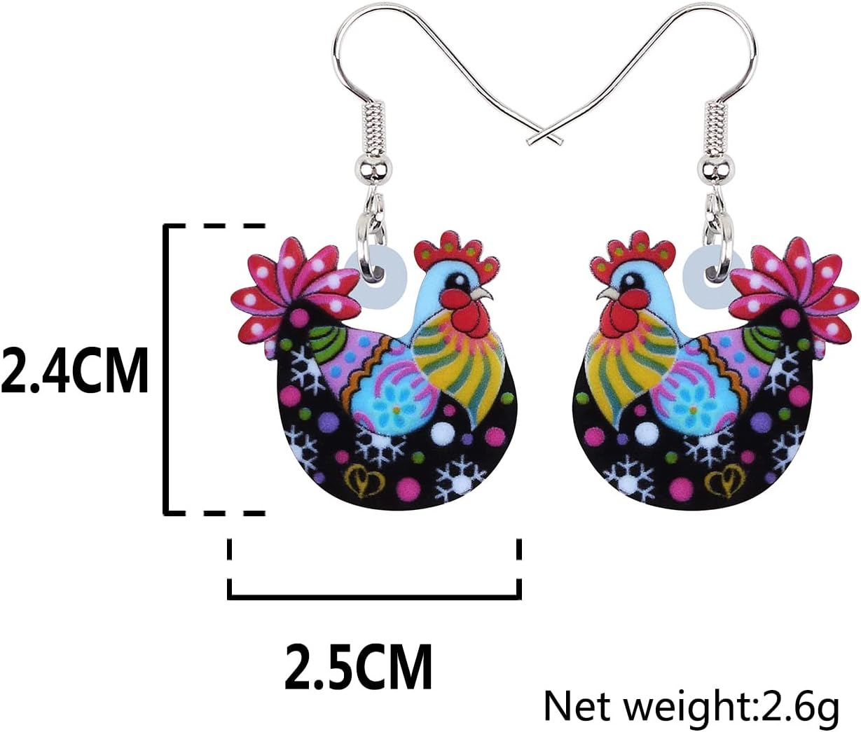Acrylic Drop Hen Chicken Earrings Funny Farm Design Lovely Gift For Women By The Bonsny - Image 5