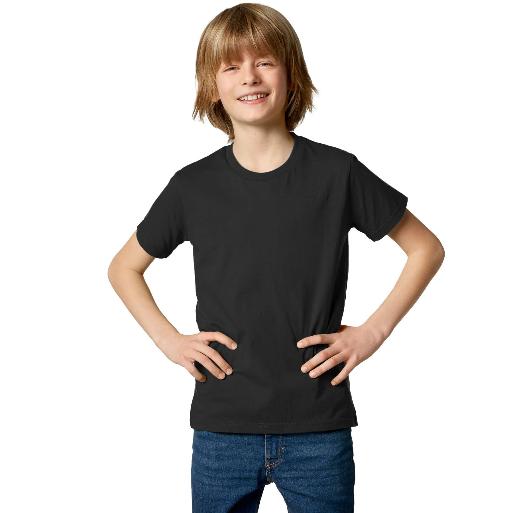 dressforfun 901032 Kinder T-Shirt, Basic Shirt mit Rundhalsausschnitt, Baumwolle - Diverse Farben und Größen -