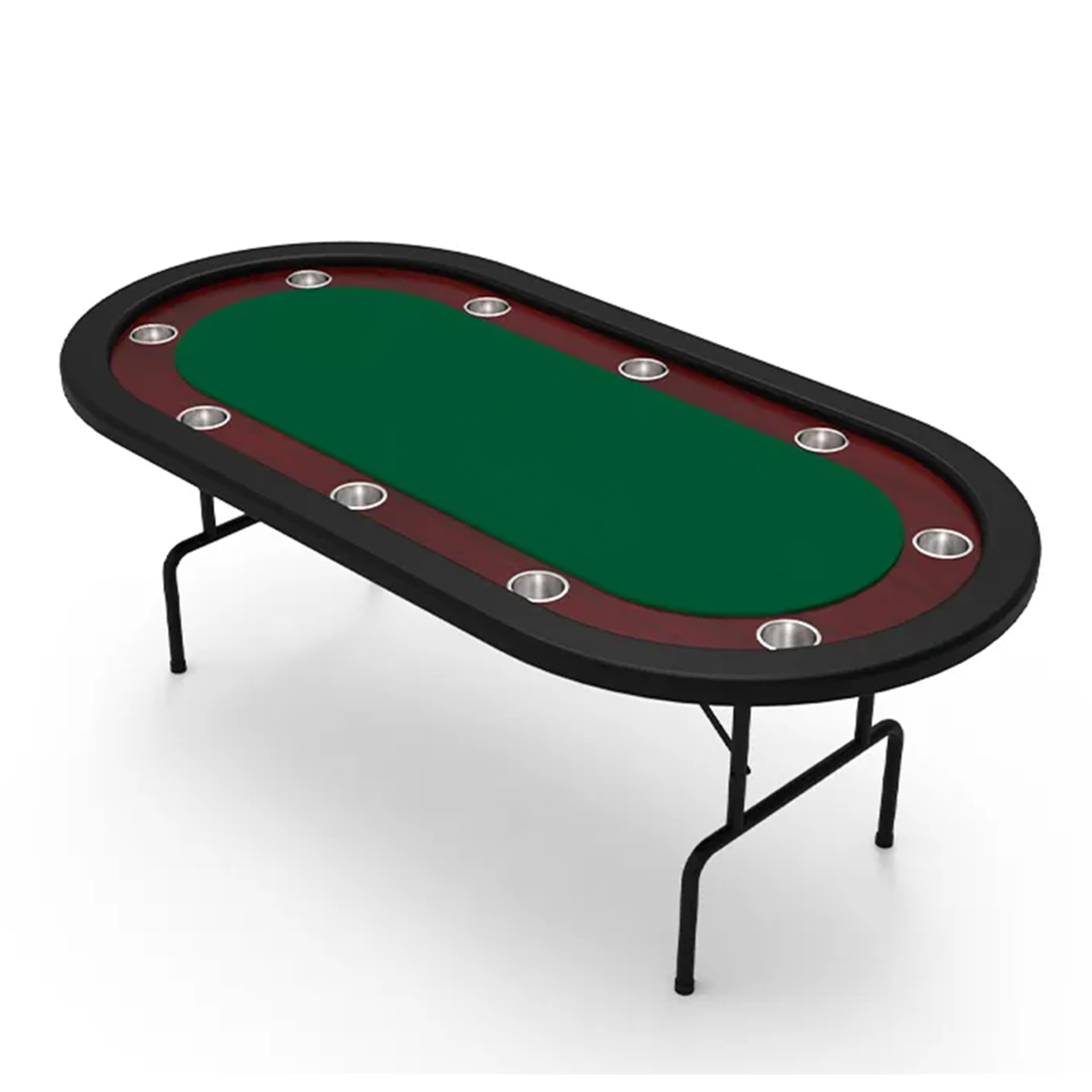 7 ft (84") Folding Poker Table for Beginner or Serious Poker Player – Green Oval, Portable, Durable, Easy Setup, Ideal for Home Game Nights & Tournaments