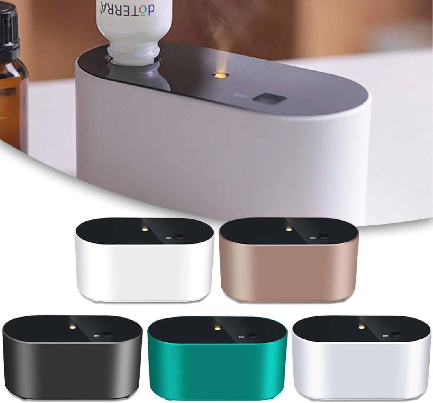 Domésticos Difusor de aceites Esenciales de 300Ml, humidificador evaporador difusor de aceites Esenciales, atomizador sin Agua, batería Recargable de 2000Mah (