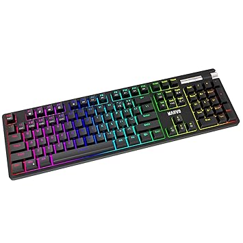 MARVO KG948 Full Size Mechanical Programmable Gaming RGB Keyboard with Multimedia Control, Double Shot Keycaps, NKRO, Compatible with Windows, Mac and Linux, Blue Switch