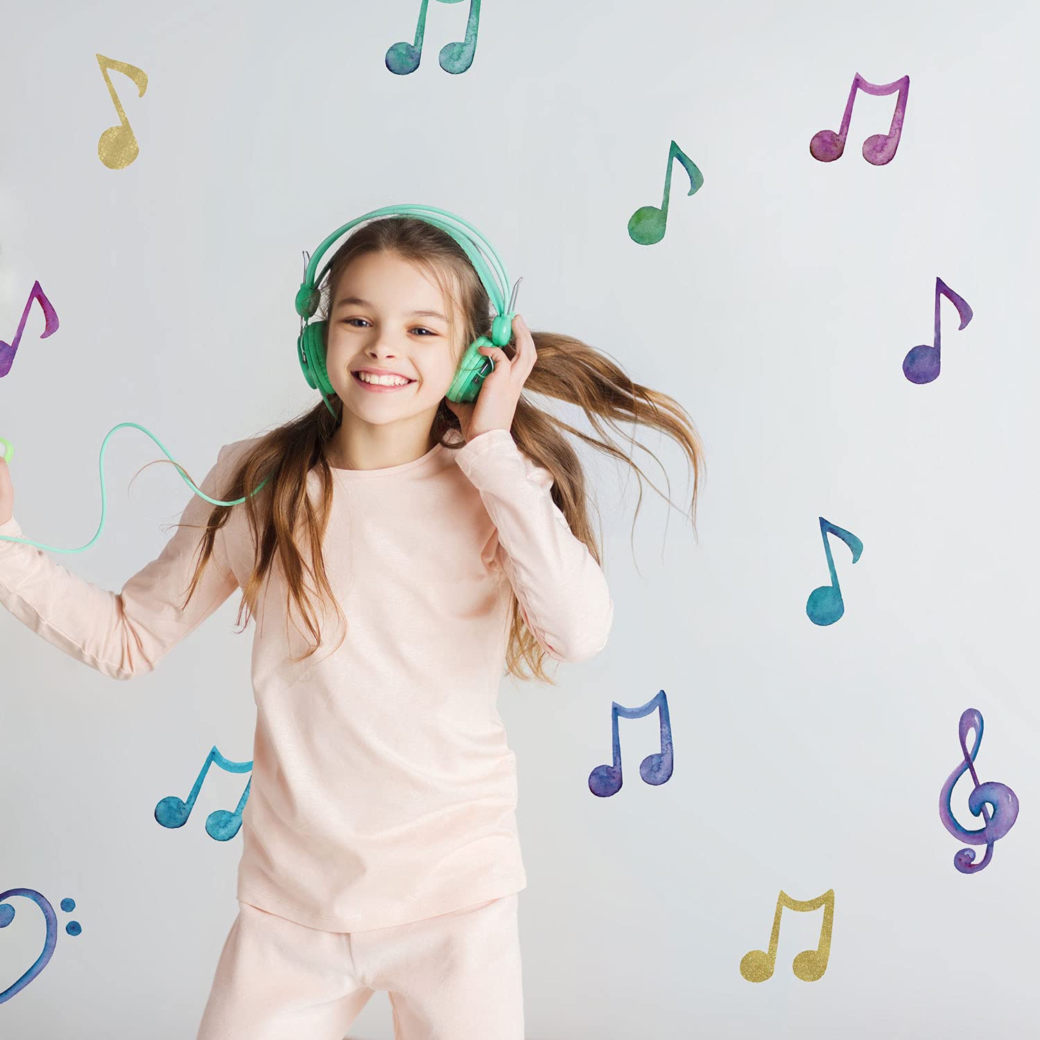 Stickerscape Watercolour Musical Notes Wall Sticker Pack, Multi