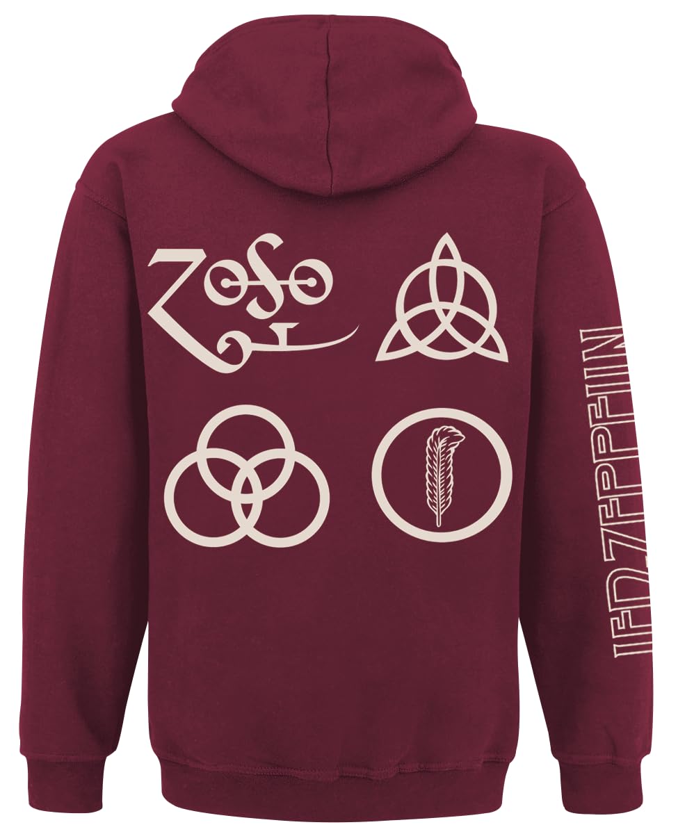 Générique LED Zeppelin Symbols Homme Sweat-Shirt zippé à Capuche Bordeaux