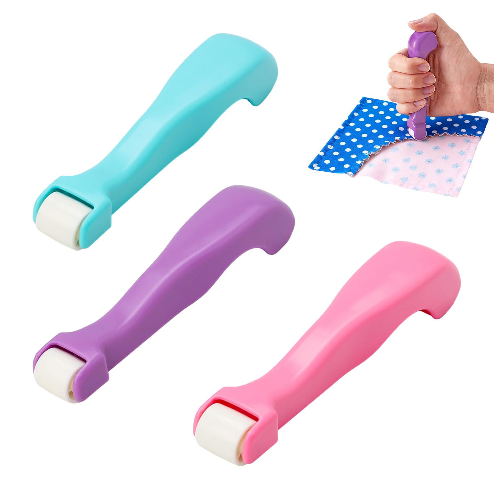 Plastic Seam Roller Tool Set - 3 PCS Multicolor Handheld Sewing & Quilting Roller Press with Handle for Seams, Wallpaper, DIY Arts, Crafts, and Home Decoration Projects