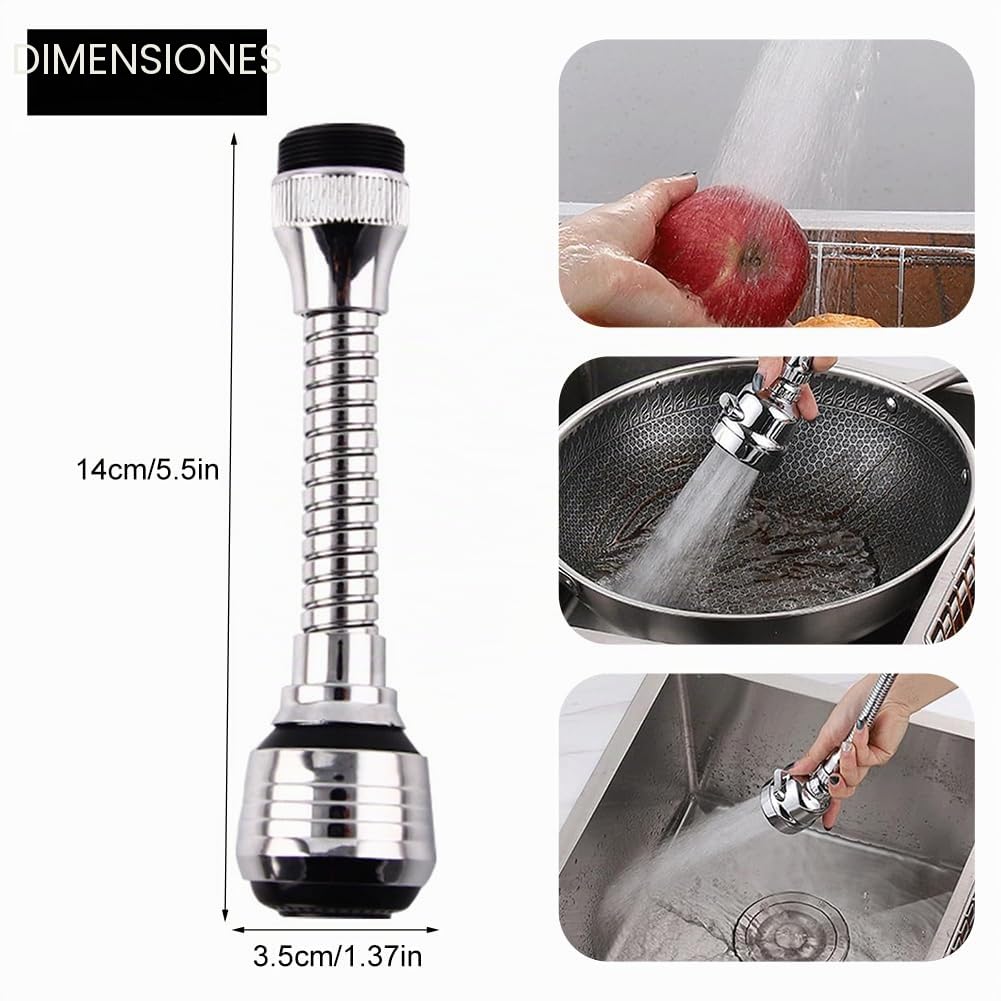 Aireador Flexible de Grifo,Boquilla de Grifo con Tubo de Extensión,Extensor de Aireador de Grifo,Manguera Aereador,cabezal Giratorio de 360 Grados,para Regulador de Chorro Cocina,Baño