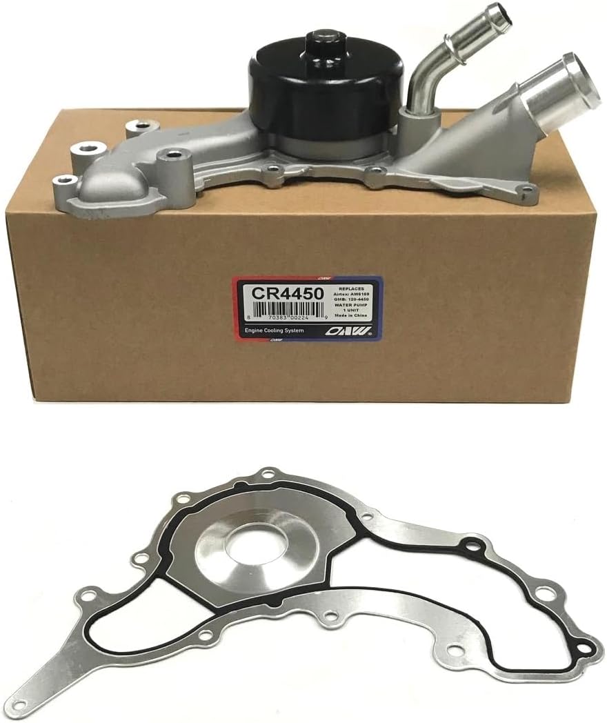 OAW CR4450 Water Pump for 3.6L-V6 engine on 11-23 Challenger/Charger/300, 11-14 Avenger/200/Routan, 11-15 Durango/Grand Cherokee/Town Country, 11-19 Journey/Grand Caravan, 13-23 Ram 1500