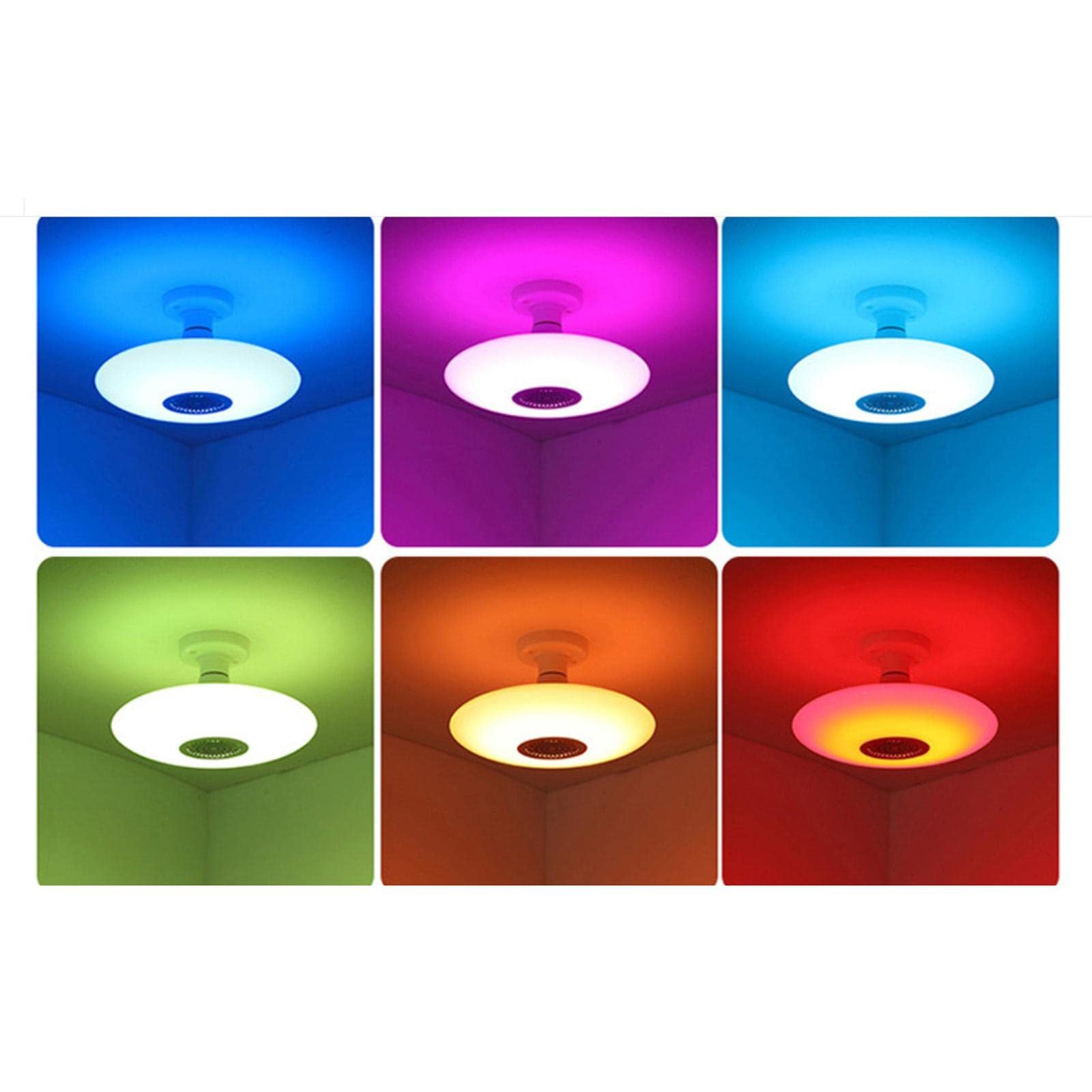 Ampoule Connectée LED Bluetooth Télécommande à Distance Variation de Couleurs Enceinte Multimédia Plastique Adaptée pour Cuisines Chambres Coffee-shop, L
