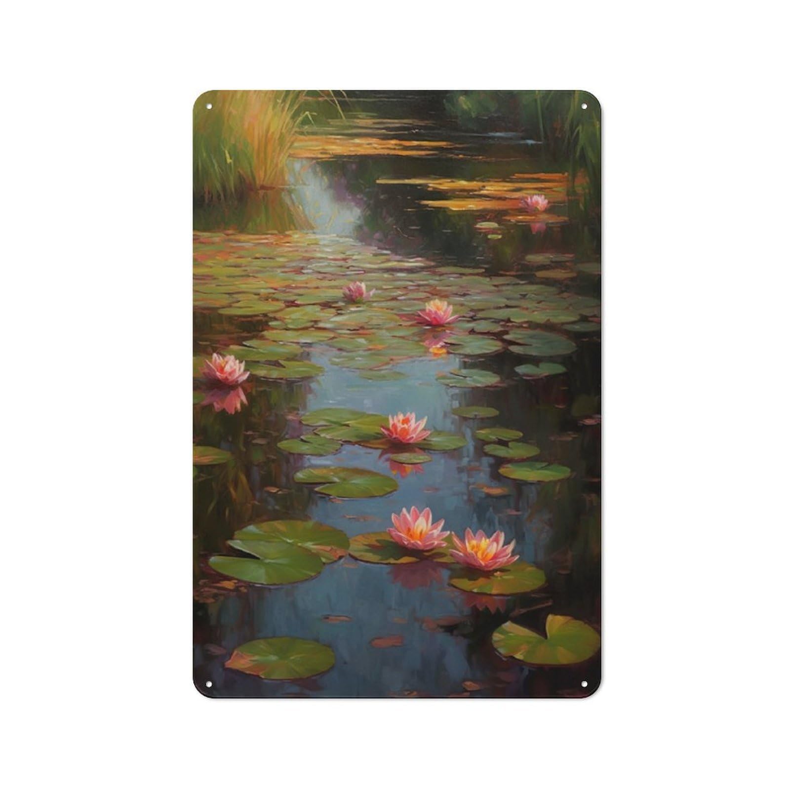 Junmoney Lily Pond Vintage Tin Sign 30X20cm With For Dining Room Or Kitchen, For Vintage Wall Decor Fans, For Metal Sign Collectors