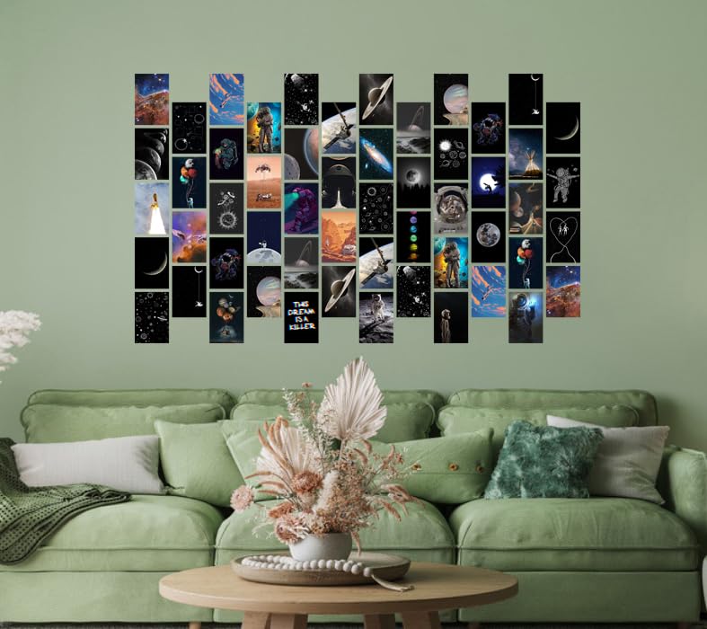 Image of Wall Collage Kit Aesthetic Pictures,Moon & Space Photo Collage Kit Dorm Room Decor for Teen Boy Girl,Trendy Room Decor Photo Collection for Bedroom (54pcs 4x6 inch)