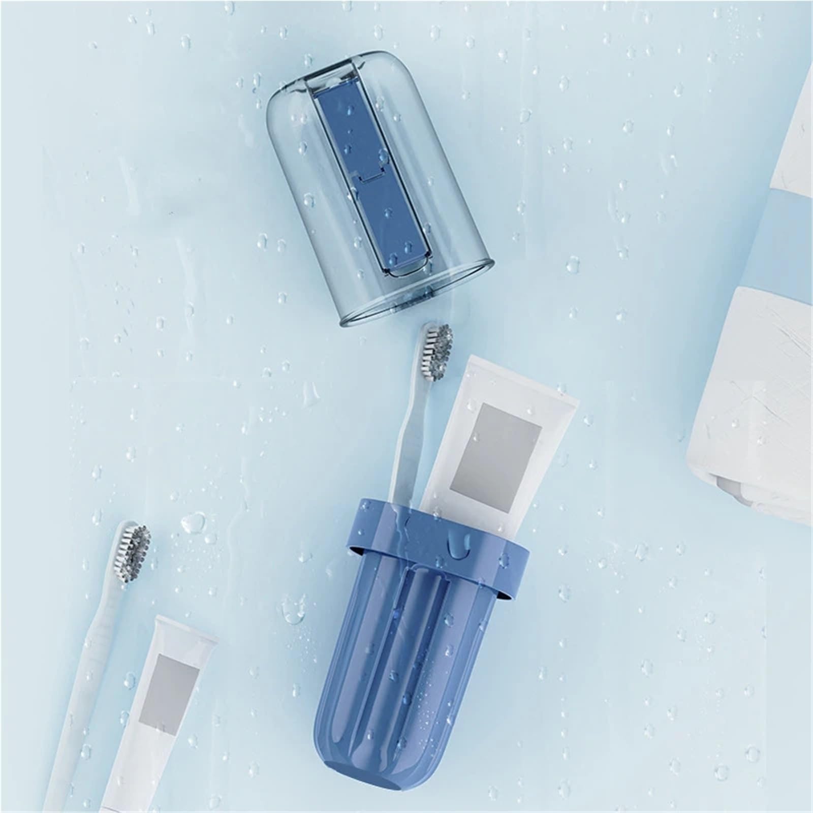3 Pezzi 3 in 1 Tazza Portatile for spazzolino da Denti, Porta dentifricio da Bagno, Custodia, organizzatore, Tazza di stoccaggio for Articoli da toeletta(Black)