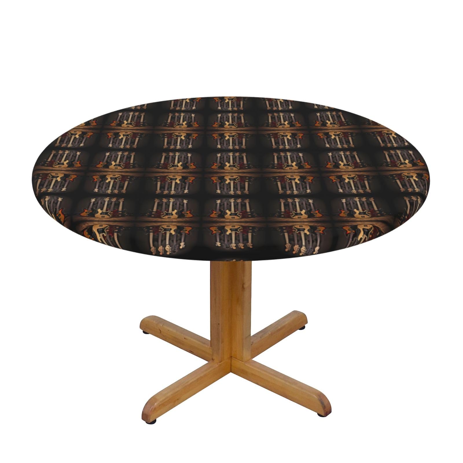 LKJHGFDSAQ - Round Musical Instrument Tablecloth for Guitar, Bass, Waterproof and Stain Protection Fabric Decorative Cover for Round and Octagon Tables