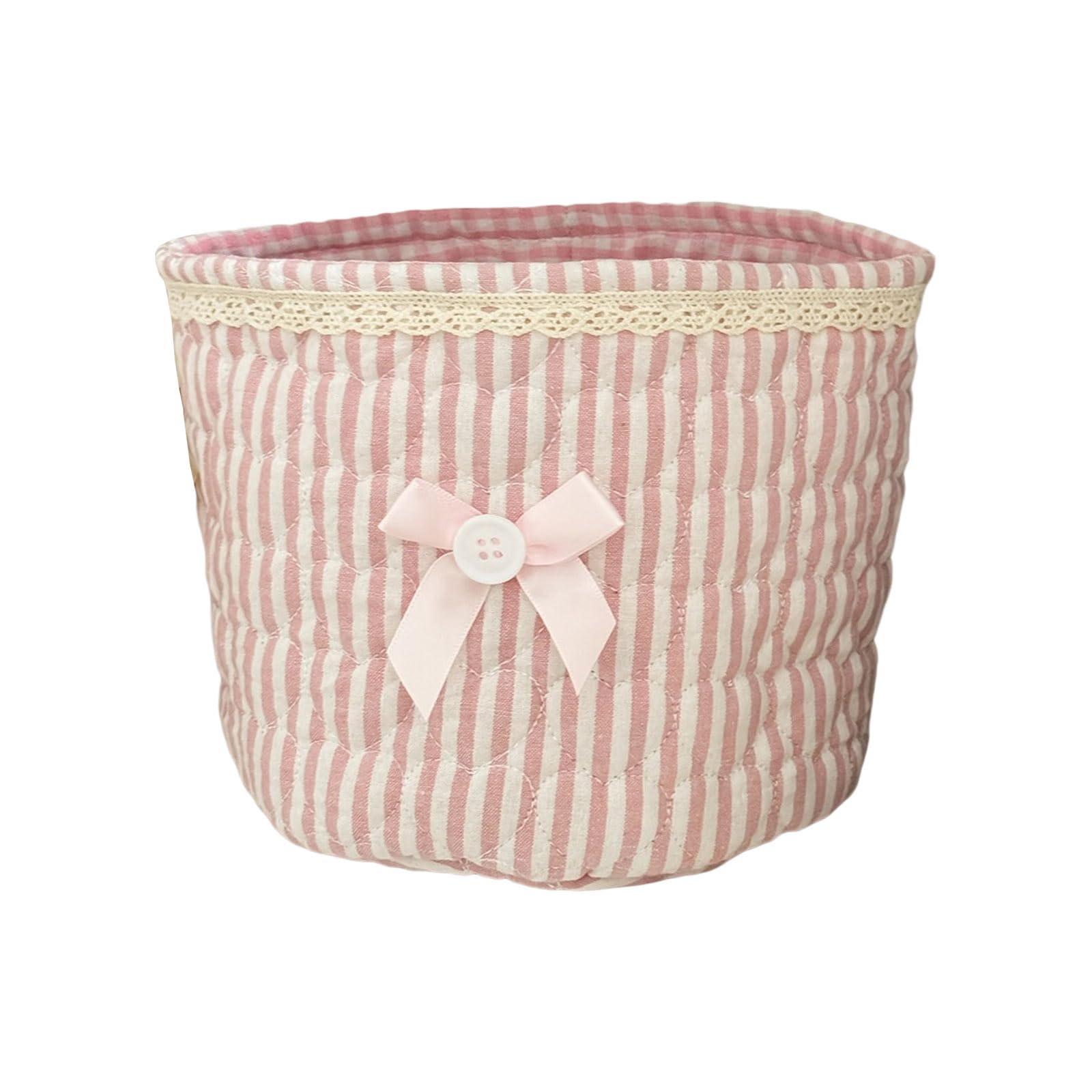 Space Saving Round Lace Decorated Organiser Bin for Craft Supplies Accessories Gift Packaging Supplies Cylindrical Storage Organiser