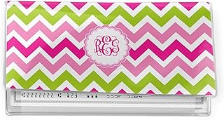 Pink & Green Chevron Vinyl Checkbook Cover (Personalized)