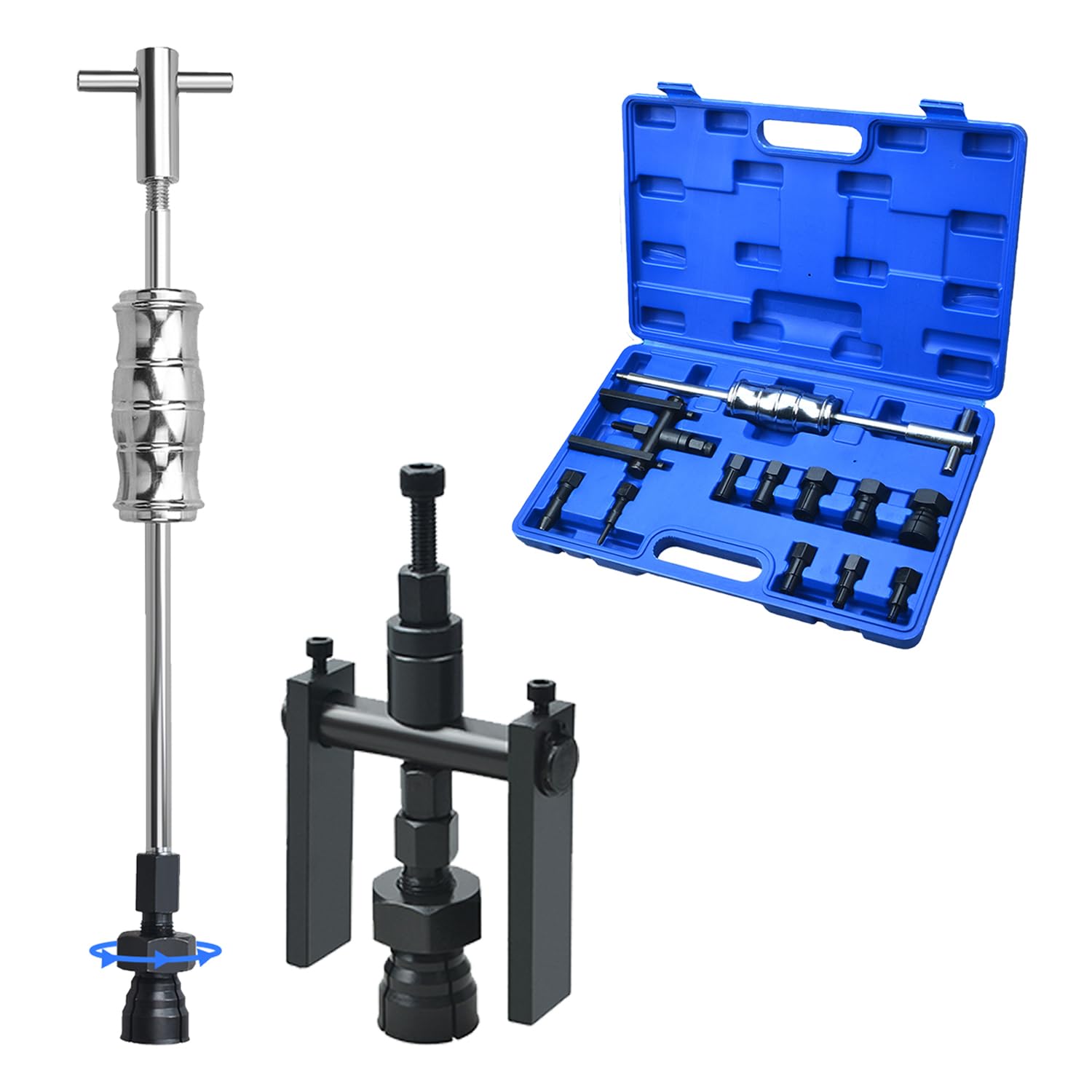 Kit of 12 Internal Bearing Pullers 8-32 mm with 2 Claws Puller for Blind Gaps and Sliding Hammer for Bicycle and Motorcycle