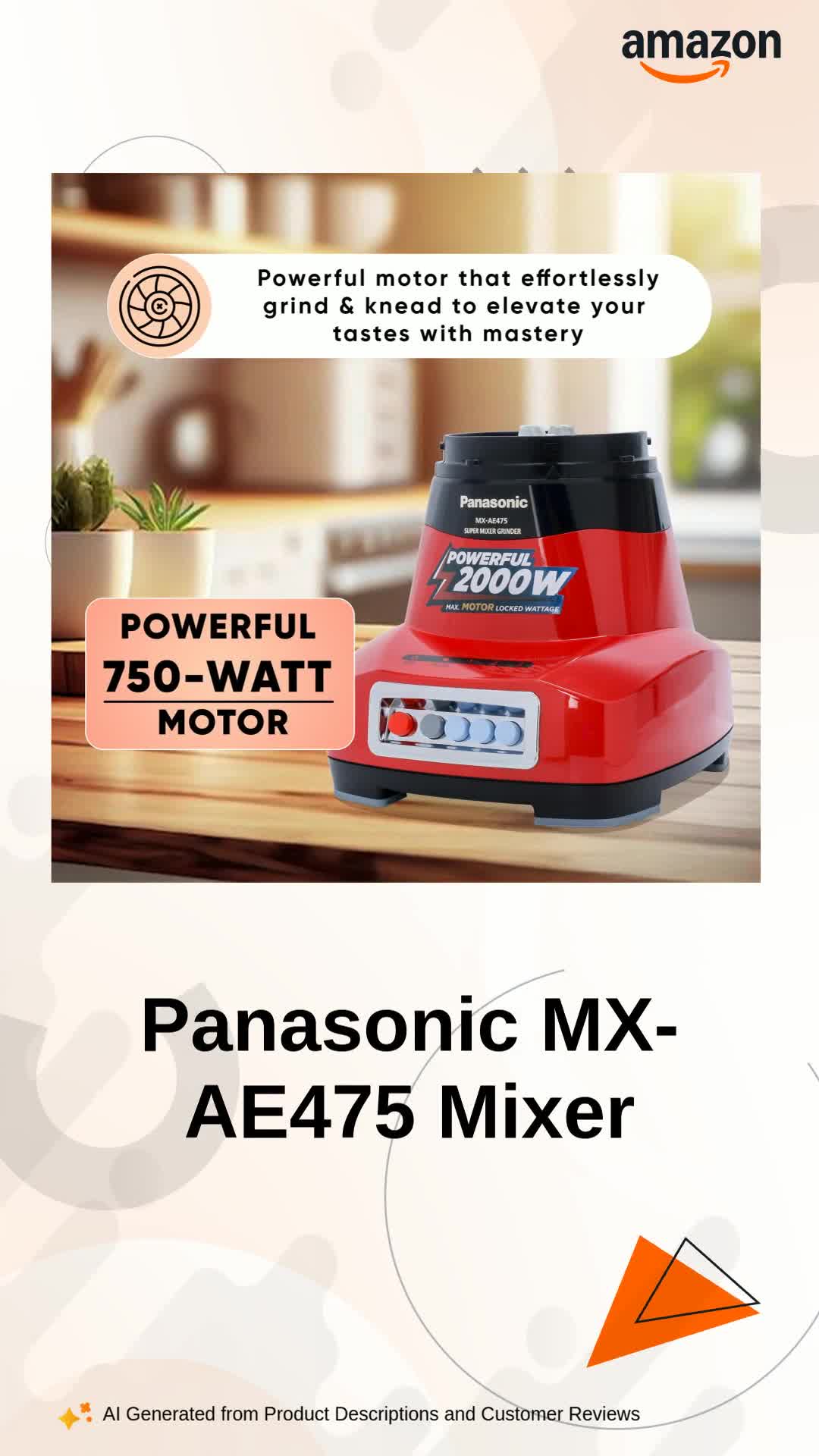 アンズ、カミツレ、サーファー、マチス Buy Panasonic MX-AE475 Mixer Grinder, Monster 2000W Super Mixer