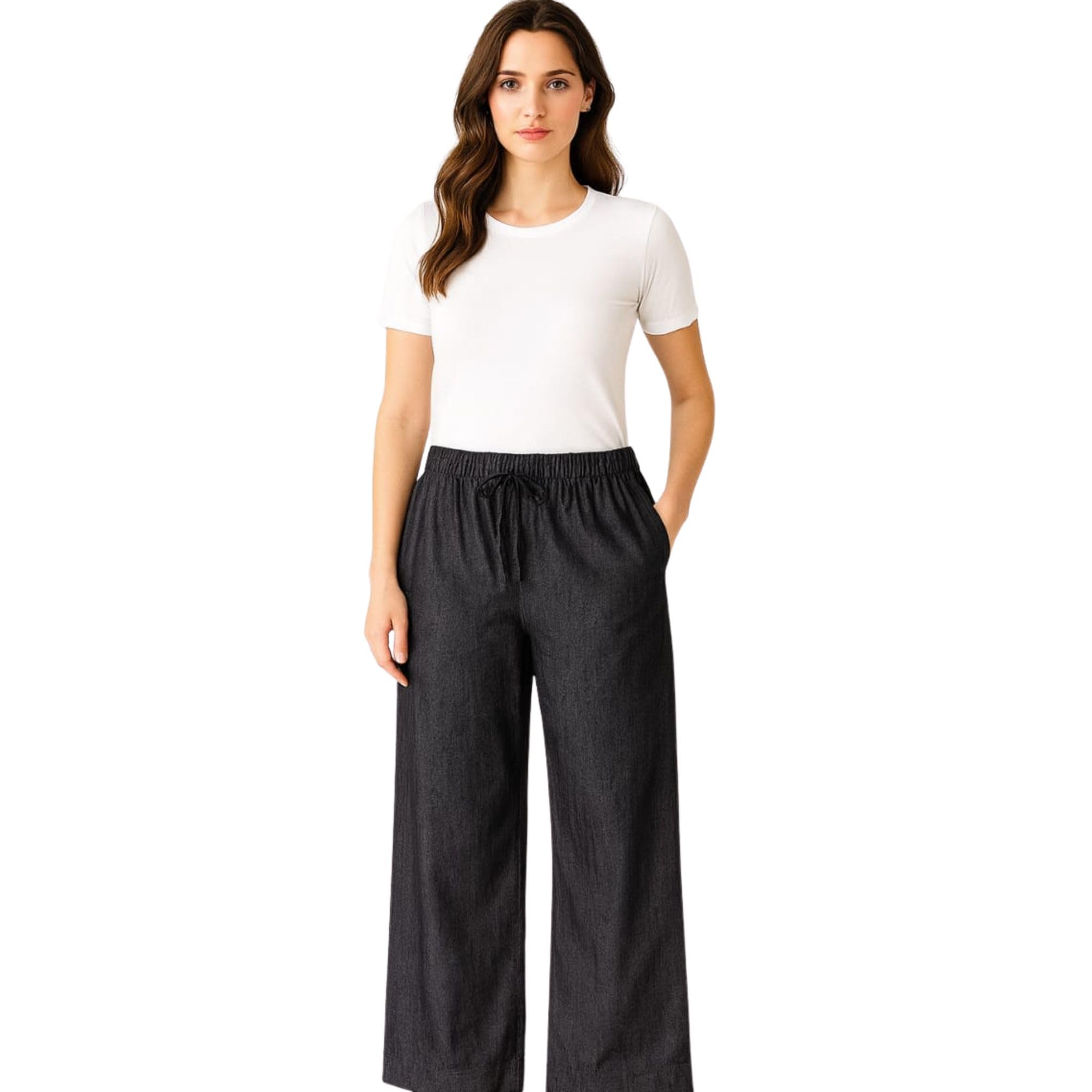 lady rose Womens Denim Palazzo Pants Wide Leg Casual Trousers with Elastic Waist and Pockets-picture-46