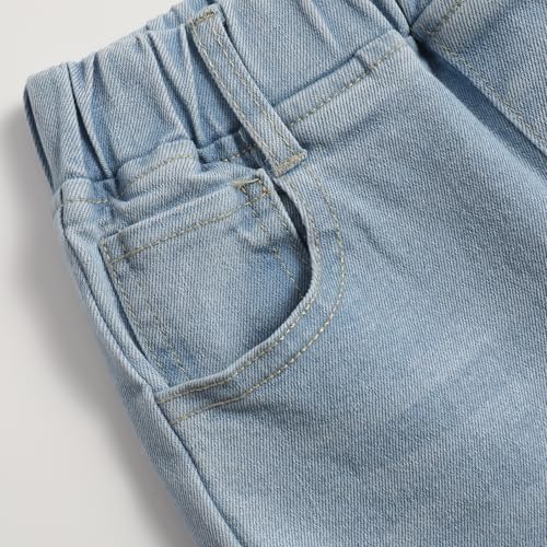 Girls Casual High Waisted Flare Split Raw Hem Bowknot Denim with Pockets4