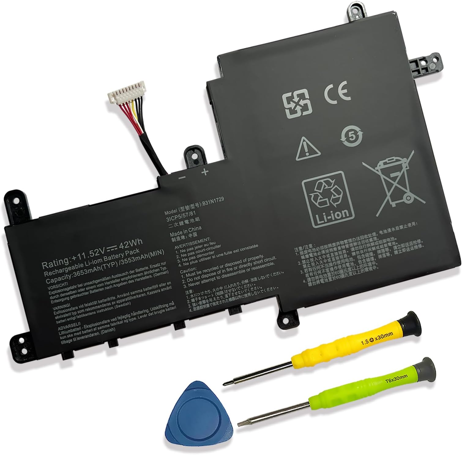 KXRSII Laptop Akku Für ASUS VivoBook S15/X530 | B31N1729 42Wh 11.52V