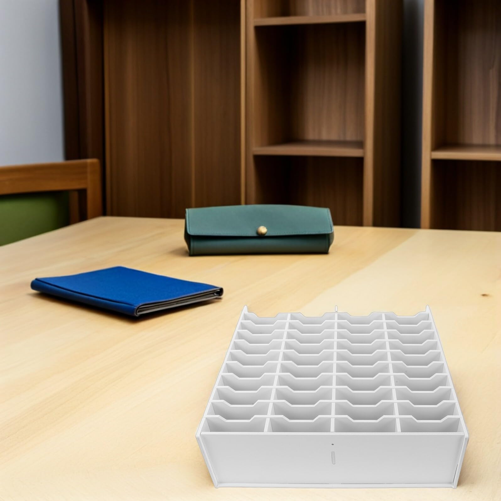 Healvian Organizer per Pennarelli da Scrivania 40 Scomparti Contenitore Porta Penne e Pennelli in Plastica PP Resistente Divisorio Verticale per Forniture Artigianali per Ufficio e