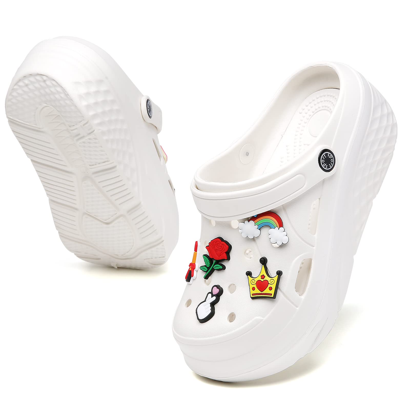 SECHRITE Zuecos de plataforma para mujer, zapatos de jardín, impermeables, para playa, piscina, verano, pantuflas para el hogar