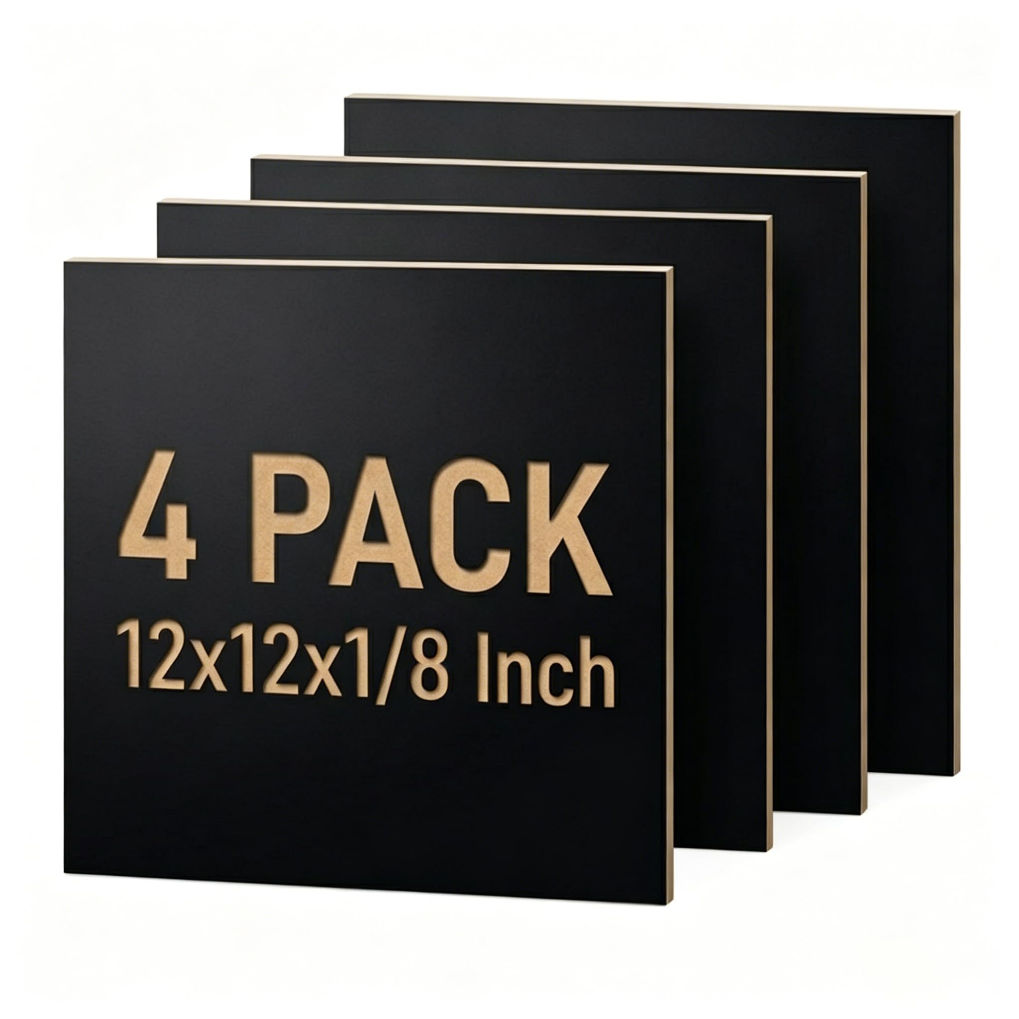 Creatorally 4 Pack Pre-Painted Basswood Plywood Sheets, 300x300x3mm, Coloured Craft Wood Boards, Ready for Laser Cutting, Engraving & DIY Projects (Black)
