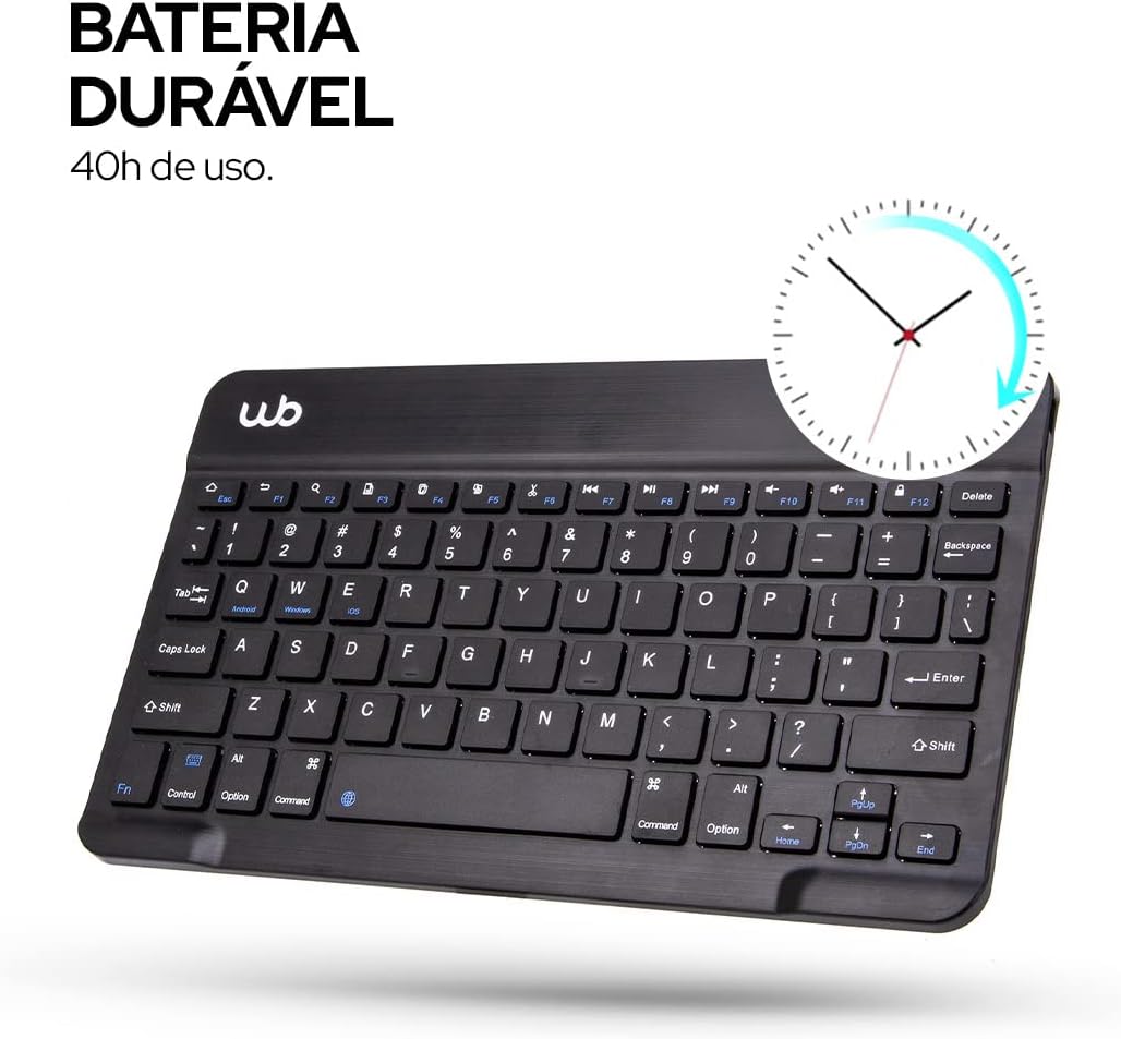 WB Capa com Teclado Para Tablet Samsung Galaxy Tab A7 10.4" Polegadas Couro Preto com duração de até 35 horas de bateria