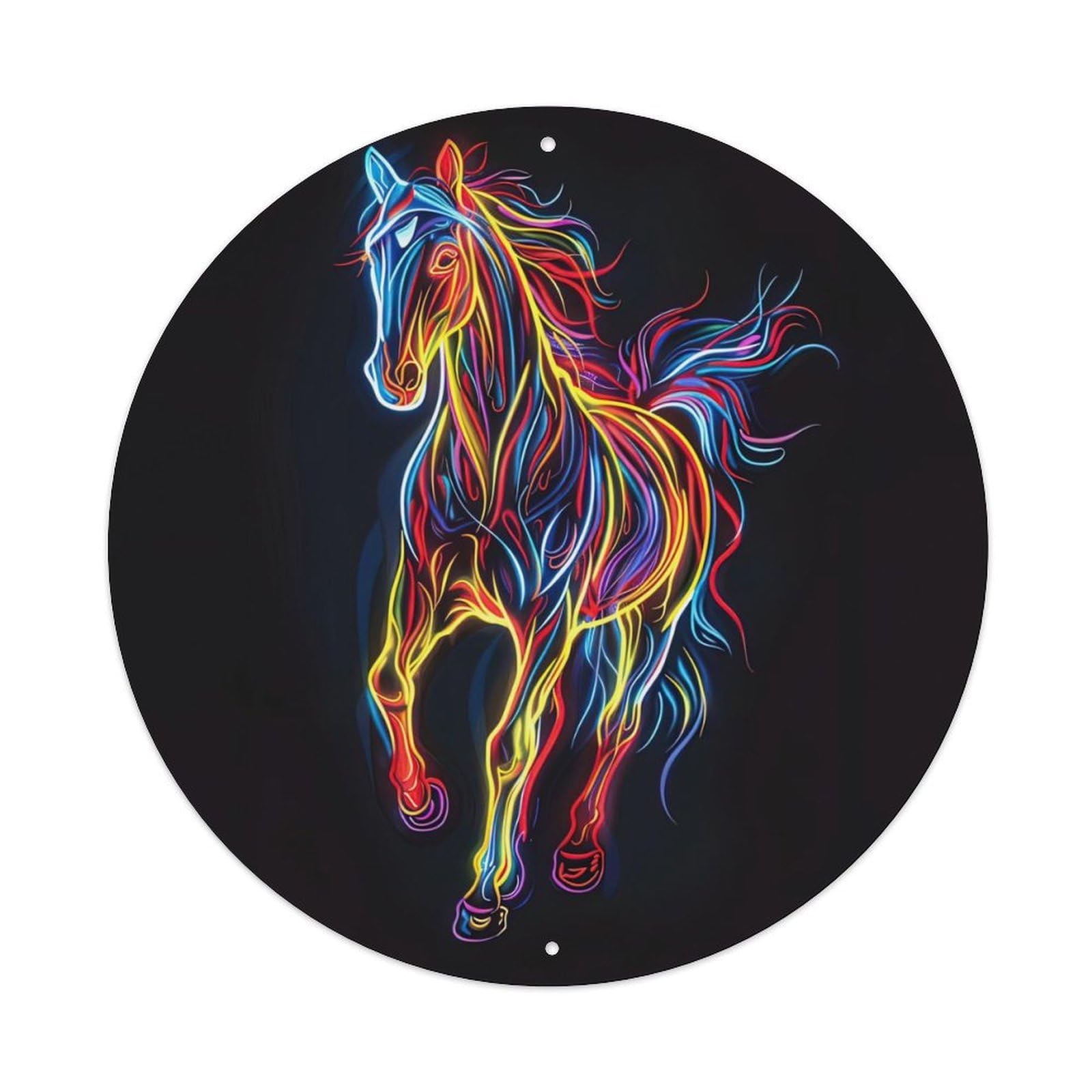 Animal Colourful Horses Vintage Metal Tin Sign Plaque Wall Decor for Cafe, Club Bar, Office, Garden Metal Poster 8x8Inch