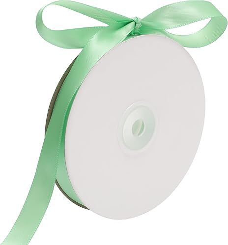 Miniatura 3 de Cinta de poliéster verde menta brillante de una cara de 58 pulgadas de ancho, 50 yardas, perfecta para manualidades, decoración de bodas, envoltura