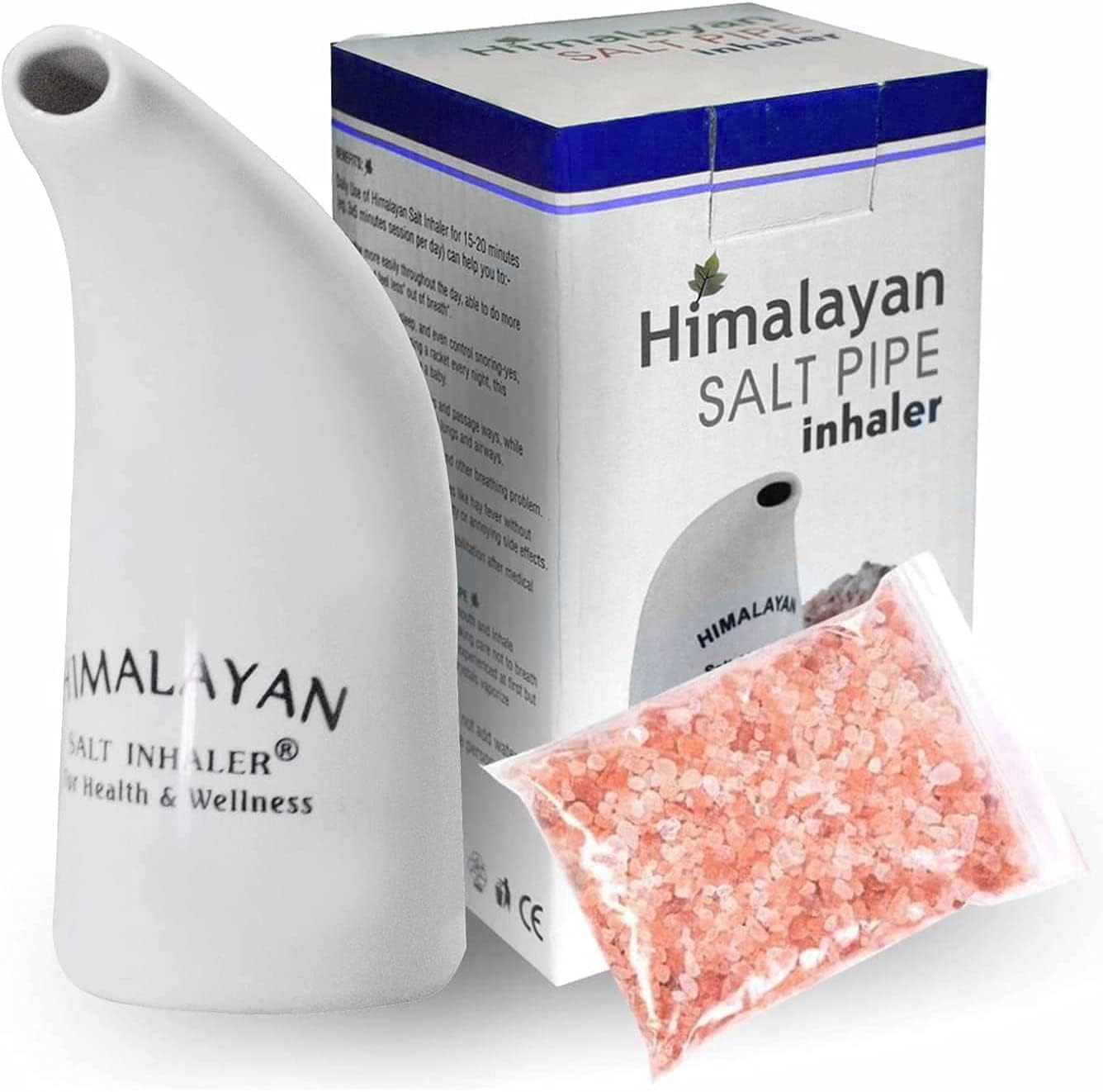 Natural Solution Himalayan Salt Inhaler Ceramic with Free Himalayan Pink Salt - Natural Salt Inhaler Handheld Himalayan Salt Inhalers