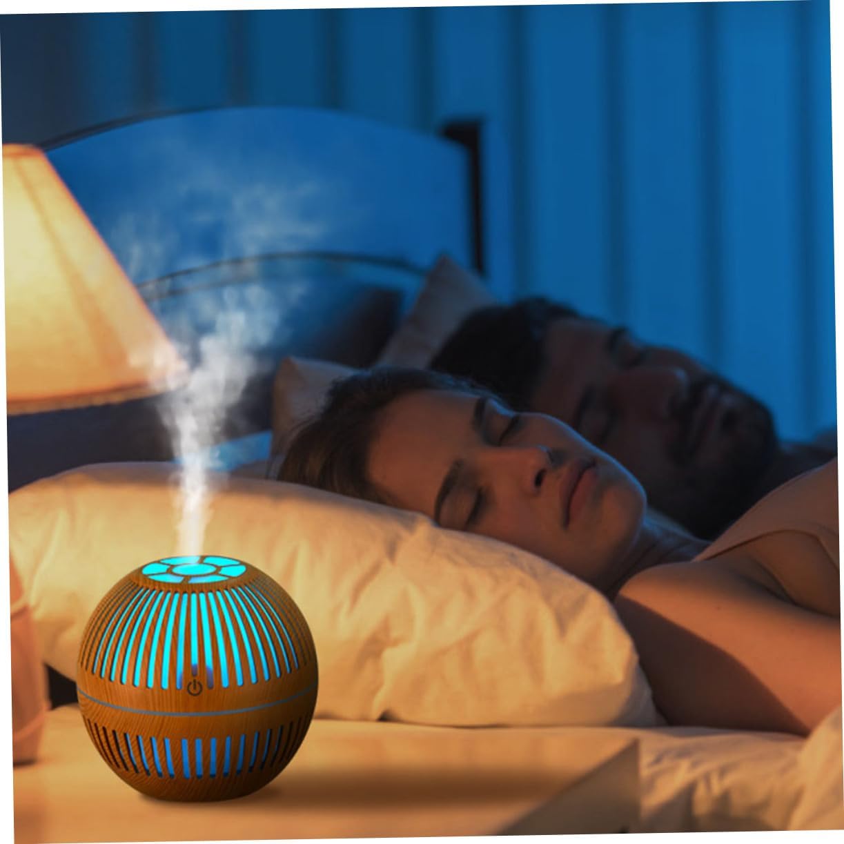 mobigon Wood Cool Mist Ultrasonic Humidifier for Room Moisture, Aroma Diffuser for Home, 200ml Essential Oil Diffuser with 7 Colorful Night Light, Auto Shut-Off, Home, Office, car (F.Light Brown)