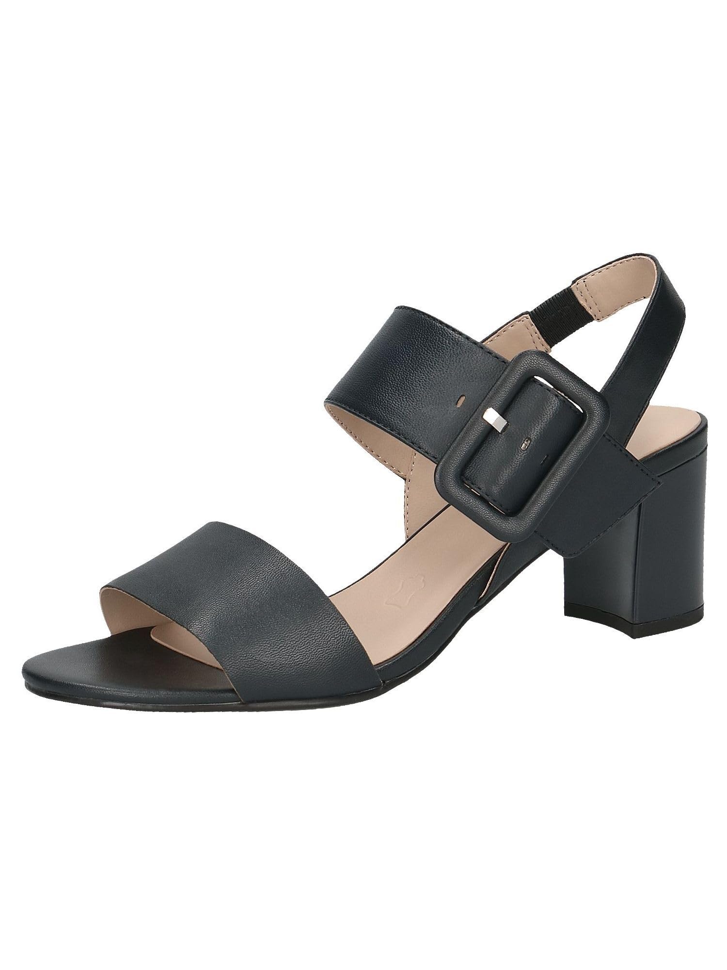 CAPRICE Women Sandals Heeled Leather with Footbed, Blue (Ocean Nappa), 7 UK