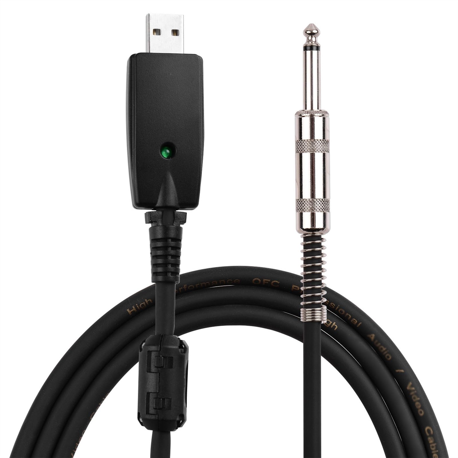 Cavo Audio per Chitarra Cavo Audio per Chitarra USB Interfaccia Maschio USB A Cavo per Chitarra Elettrica Mono da 6,35 Mm 1/4 di Pollice al Collegamento USB del PC