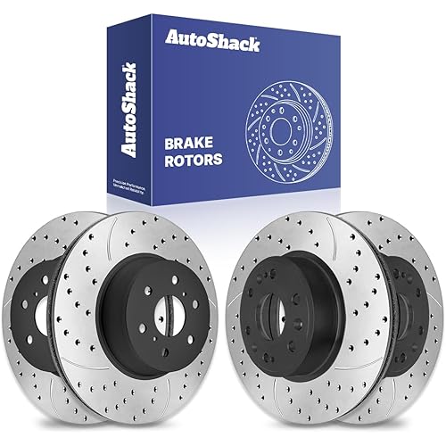 AutoShack Front & Rear Drilled & Slotted Brake Rotors | Replacement for Cadillac Escalade Chevrolet Silverado 1500 Tahoe Suburban 1500 GMC Sierra 1500 Yukon | E-Coated | 4-PC Set | ShadowGuard