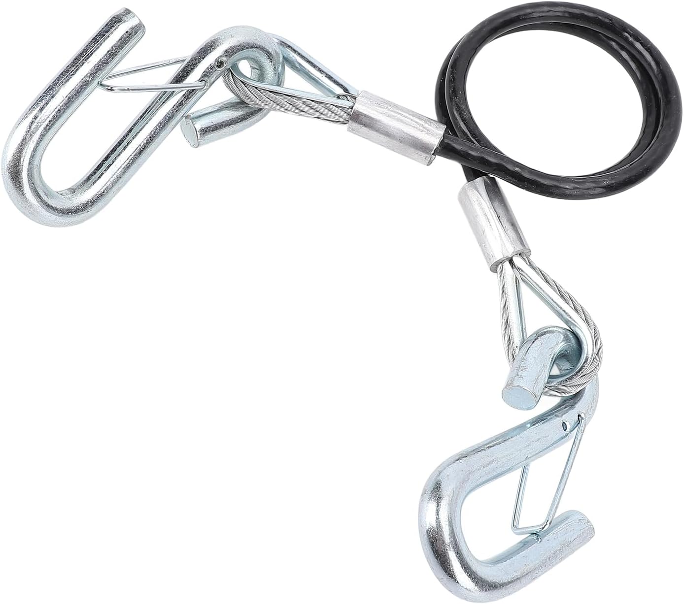 Trailer Safety Cable,Trailer Safety Towing Cable With S Hook 3500lbs Load Bearing Maximum Extension Length Spring Towing Rope RV (With Two S Hooks)